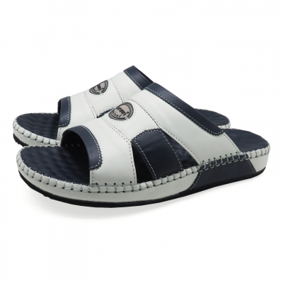 Men Sandals SKC-14 White-Blue Nappa